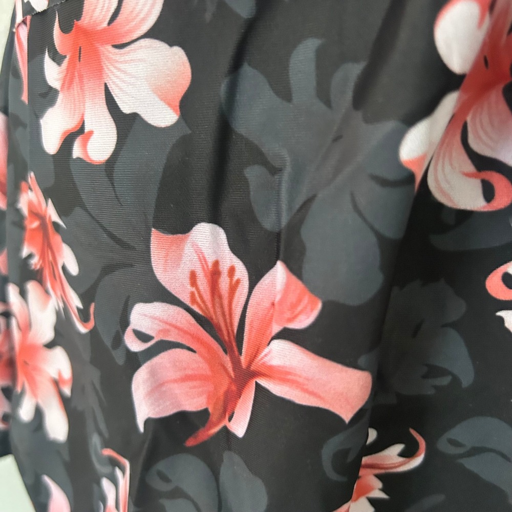 Women's Tankini Boy Shorts Black Floral Padded Two-Piece Swimsuit M Medium NWOT - Picture 5 of 11